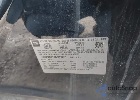 2011 Cadillac Srx Luxury Collection z USA, uszkodzony, nr VIN 3GYFNDEY1BS621075